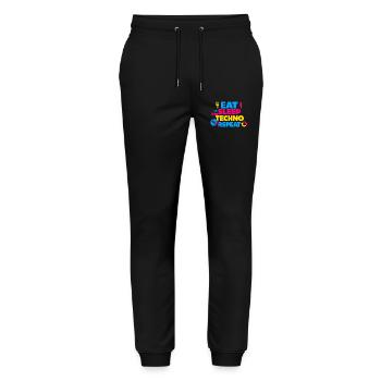 Eat Sleep Techno Repeat Color Explosion - Stanley/Stella Mover Unisex Organic Jogging Trousers - black - Front - Marisol (170cm) & Nik (191cm)