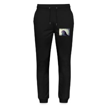 Portrait de pigeon avec coloration irisée du cou - Pantalon de jogging bio MOVER Stanley/Stella unisexe - noir - Devant - Marisol (170cm) & Nik (191cm)