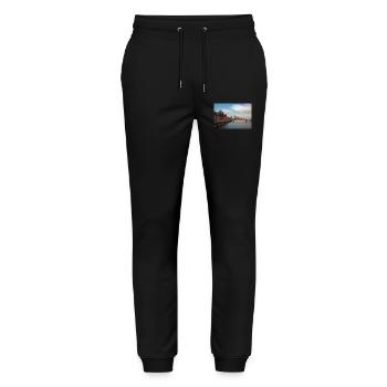 Historic fish auction hall in Hamburg - Stanley/Stella Mover Unisex Organic Jogging Trousers - black - Front - Marisol (170cm) & Nik (191cm)