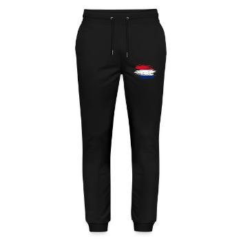 Holland Flagge used - Stanley/Stella Unisex Bio Jogginghose Mover  - Schwarz - Vorne - Marisol (170cm) & Nik (191cm)