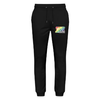 Love not Hate LGBTQ - Stanley/Stella Unisex Bio Jogginghose Mover  - Schwarz - Vorne - Marisol (170cm) & Nik (191cm)
