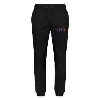 Vibrant Rainbow Cycling Illustration - Stanley/Stella Mover Unisex Organic Jogging Trousers - black - Front - Marisol (170cm) & Nik (191cm)