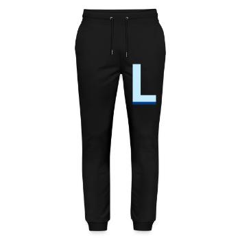 Letter l blue pop and modern - Stanley/Stella Mover Unisex Organic Jogging Trousers - black - Front - Marisol (170cm) & Nik (191cm)