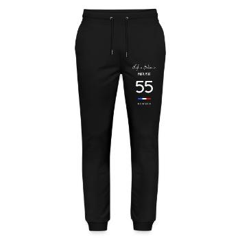 Das Leben ist besser MEAS Nummer 55 Lothringen - Stanley/Stella Unisex Bio Jogginghose Mover  - Schwarz - Vorne - Marisol (170cm) & Nik (191cm)