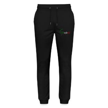 Amo Genoa, elegant minimalist design - Stanley/Stella Mover Unisex Organic Jogging Trousers - black - Front - Marisol (170cm) & Nik (191cm)