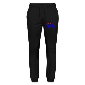 Blue Bike Line Art mit roten Sternen - Stanley/Stella Unisex Bio Jogginghose Mover  - Schwarz - Vorne - Marisol (170cm) & Nik (191cm)