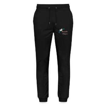 Brautjungfer - Bukolische Sammlung - Stanley/Stella Unisex Bio Jogginghose Mover  - Schwarz - Vorne - Marisol (170cm) & Nik (191cm)
