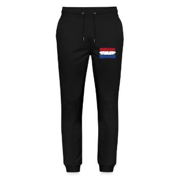 Drapeau néerlandais coups de pinceau - Pantalon de jogging bio MOVER Stanley/Stella unisexe - noir - Devant - Marisol (170cm) & Nik (191cm)
