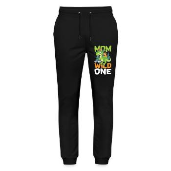 MOM OF THE WILD ONE - Dino Dinosaurier für Mama - Stanley/Stella Unisex Bio Jogginghose Mover  - Schwarz - Vorne - Marisol (170cm) & Nik (191cm)