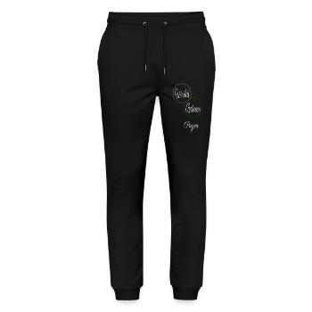 present idea literary genres virtual escape - Stanley/Stella Unisex Bio Jogginghose Mover  - Schwarz - Vorne - Marisol (170cm) & Nik (191cm)