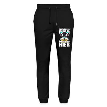 Lustiger Spruch Snowboard Bier darum bin ich hier - Stanley/Stella Unisex Bio Jogginghose Mover  - Schwarz - Vorne - Marisol (170cm) & Nik (191cm)