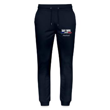 Saint-Tropez - Stanley/Stella Mover Unisex Organic Jogging Trousers - navy - Front - Marisol (170cm) & Nik (191cm)