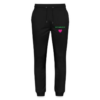 Bannière cœur SUGARLOVE Néon-Vert - Pantalon de jogging bio MOVER Stanley/Stella unisexe - noir - Devant - Marisol (170cm) & Nik (191cm)