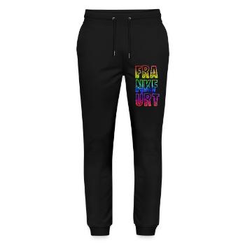 frankfurt rs arc-en-ciel - Pantalon de jogging bio MOVER Stanley/Stella unisexe - noir - Devant - Marisol (170cm) & Nik (191cm)