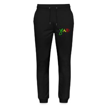 Jah in Trio colours Red Gold Green - Stanley/Stella Mover Unisex Organic Jogging Trousers - black - Front - Marisol (170cm) & Nik (191cm)