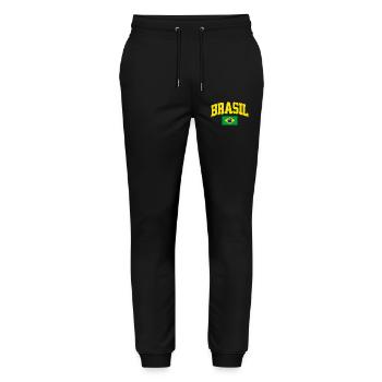 Brazil Football Lover Retro Sports Design - Stanley/Stella Mover Unisex Organic Jogging Trousers - black - Front - Marisol (170cm) & Nik (191cm)