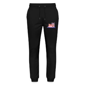 Pig Yoga Fitness Gymnastics - Stanley/Stella Mover Unisex Organic Jogging Trousers - black - Front - Marisol (170cm) & Nik (191cm)