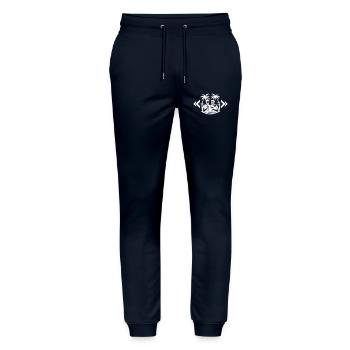 Palm Trees Beach Party - Stanley/Stella Mover Unisex Organic Jogging Trousers - navy - Front - Marisol (170cm) & Nik (191cm)
