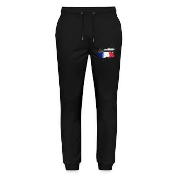 Brush Flag Fusion Stars and Tricolour - Stanley/Stella Mover Unisex Organic Jogging Trousers - black - Front - Marisol (170cm) & Nik (191cm)