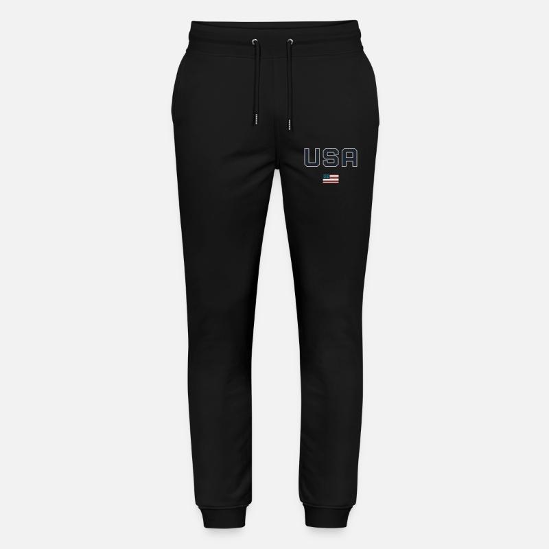 USA mit Flagge - Stanley/Stella Unisex Bio Jogginghose Mover  - Schwarz
