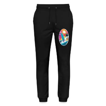 surf plage palmier soleil vacances - Pantalon de jogging bio MOVER Stanley/Stella unisexe - noir - Devant - Marisol (170cm) & Nik (191cm)