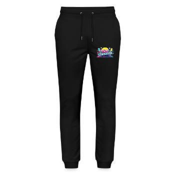 Neon Generation Retro Vibe - Stanley/Stella Mover Unisex Organic Jogging Trousers - black - Front - Marisol (170cm) & Nik (191cm)