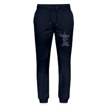 Michael Archange Saint Christian Angels Saint SNK - Pantalon de jogging bio MOVER Stanley/Stella unisexe - marine - Devant - Marisol (170cm) & Nik (191cm)