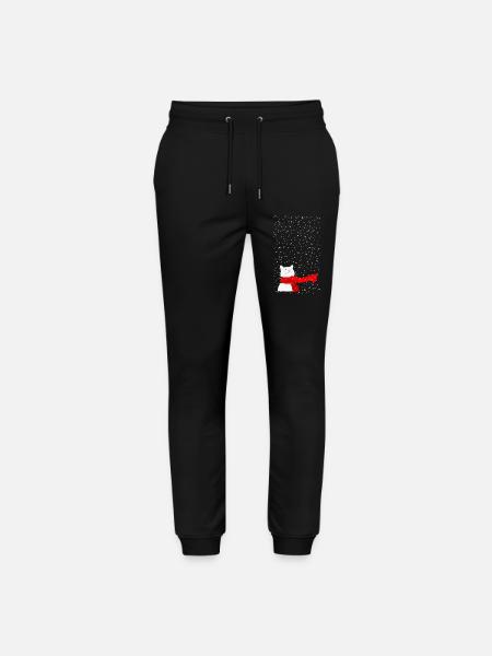 Weiße Katze im Schneesturm - Stanley/Stella Unisex Bio Jogginghose Mover - Schwarz