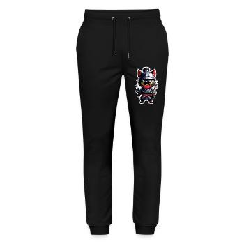 Ninja Cat - Samurai Kitten - Stanley/Stella Mover Unisex Organic Jogging Trousers - black - Front - Marisol (170cm) & Nik (191cm)