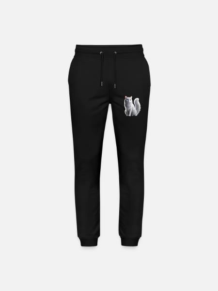 Cat White Blue Eyes - Stanley/Stella Mover Unisex Organic Jogging Trousers - black
