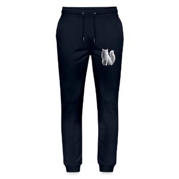 Chat Blanc Yeux Bleus - Pantalon de jogging bio MOVER Stanley/Stella unisexe - marine - Devant - Marisol (170cm) & Nik (191cm)