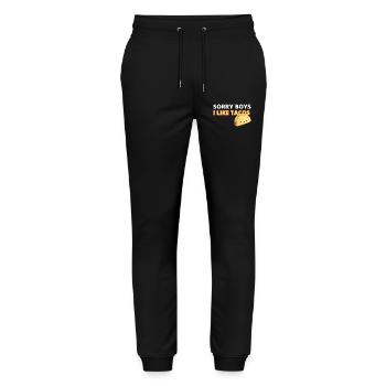 Sorry Boys I Like Tacos Graphic Tee - Stanley/Stella Mover Unisex Organic Jogging Trousers - black - Front - Marisol (170cm) & Nik (191cm)
