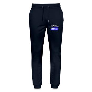 Paradoxical State Aid Quotes - Stanley/Stella Mover Unisex Organic Jogging Trousers - navy - Front - Marisol (170cm) & Nik (191cm)
