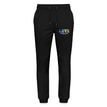 LGBTQ+ Love Always Wins Rainbow Colors - Stanley/Stella Mover Unisex Organic Jogging Trousers - black - Front - Marisol (170cm) & Nik (191cm)