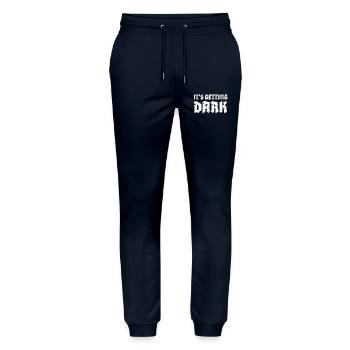 C’est Getting Dark Graffiti design typographique - Pantalon de jogging bio MOVER Stanley/Stella unisexe - marine - Devant - Marisol (170cm) & Nik (191cm)
