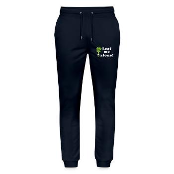 Leaf Me Alone Celery Pun Tee - Stanley/Stella Mover Unisex Organic Jogging Trousers - navy - Front - Marisol (170cm) & Nik (191cm)
