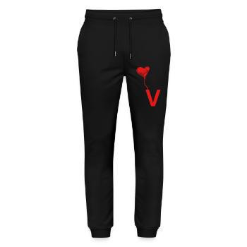 Lettre v cœur - Pantalon de jogging bio MOVER Stanley/Stella unisexe - noir - Devant - Marisol (170cm) & Nik (191cm)