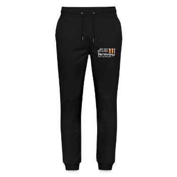 Eine Bierlohnung für harte Arbeit Bier - Stanley/Stella Unisex Bio Jogginghose Mover  - Schwarz - Vorne - Marisol (170cm) & Nik (191cm)