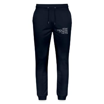 Shut up white - Stanley/Stella Mover Unisex Organic Jogging Trousers - navy - Front - Marisol (170cm) & Nik (191cm)