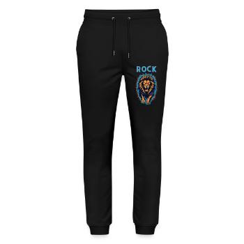 Rock Löwe - Stanley/Stella Unisex Bio Jogginghose Mover  - Schwarz - Vorne - Marisol (170cm) & Nik (191cm)