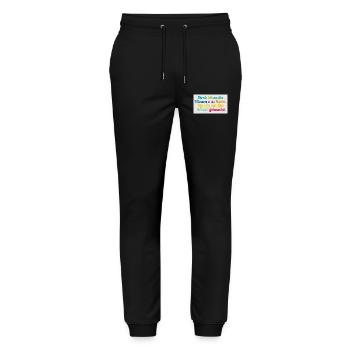 Bunte Nachtgedanken Schlafzitat - Stanley/Stella Unisex Bio Jogginghose Mover  - Schwarz - Vorne - Marisol (170cm) & Nik (191cm)