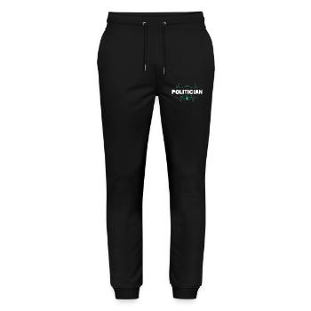 Ornamented politician lettering - Stanley/Stella Mover Unisex Organic Jogging Trousers - black - Front - Marisol (170cm) & Nik (191cm)