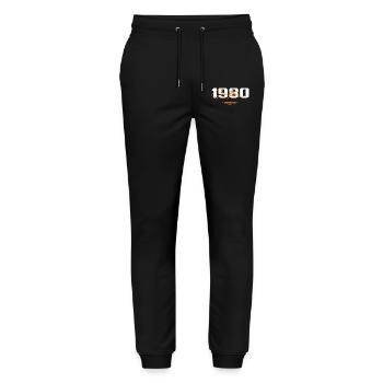 1980's Vintage Retro 1980's Birthday Gift 1980's - Stanley/Stella Mover Unisex Organic Jogging Trousers - black - Front - Marisol (170cm) & Nik (191cm)