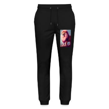 Comic Cartoon Zeichnung einer queeren Löwin - Stanley/Stella Unisex Bio Jogginghose Mover  - Schwarz - Vorne - Marisol (170cm) & Nik (191cm)