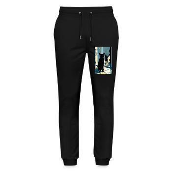 Domestic short haired cat during night - Stanley/Stella Mover Unisex Organic Jogging Trousers - black - Front - Marisol (170cm) & Nik (191cm)