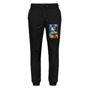 Cute domestic short haired cat - Stanley/Stella Mover Unisex Organic Jogging Trousers - black - Front - Marisol (170cm) & Nik (191cm)