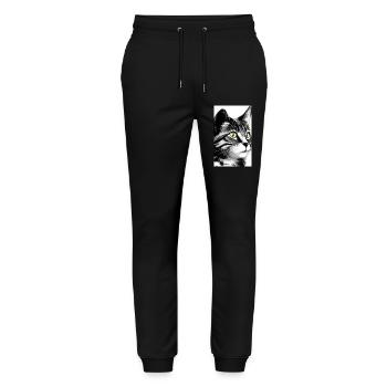 Domestic short haired cat - Stanley/Stella Mover Unisex Organic Jogging Trousers - black - Front - Marisol (170cm) & Nik (191cm)
