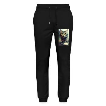 Katze | Haustier | Katzenfan | niedlich | Kätzchen - Stanley/Stella Unisex Bio Jogginghose Mover  - Schwarz - Vorne - Marisol (170cm) & Nik (191cm)