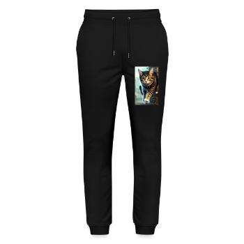 Katze | Haustier | Katzenfan | niedlich | Kätzchen - Stanley/Stella Unisex Bio Jogginghose Mover  - Schwarz - Vorne - Marisol (170cm) & Nik (191cm)