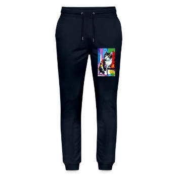 Katze | Haustier | Katzenfan | niedlich | Kätzchen - Stanley/Stella Unisex Bio Jogginghose Mover  - Navy - Vorne - Marisol (170cm) & Nik (191cm)